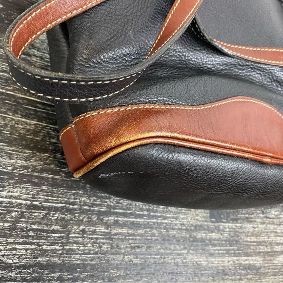 Bally Vintage Leather Black & Brown Two Tone Bucket Shoulder Handbag - Picture 9 of 11